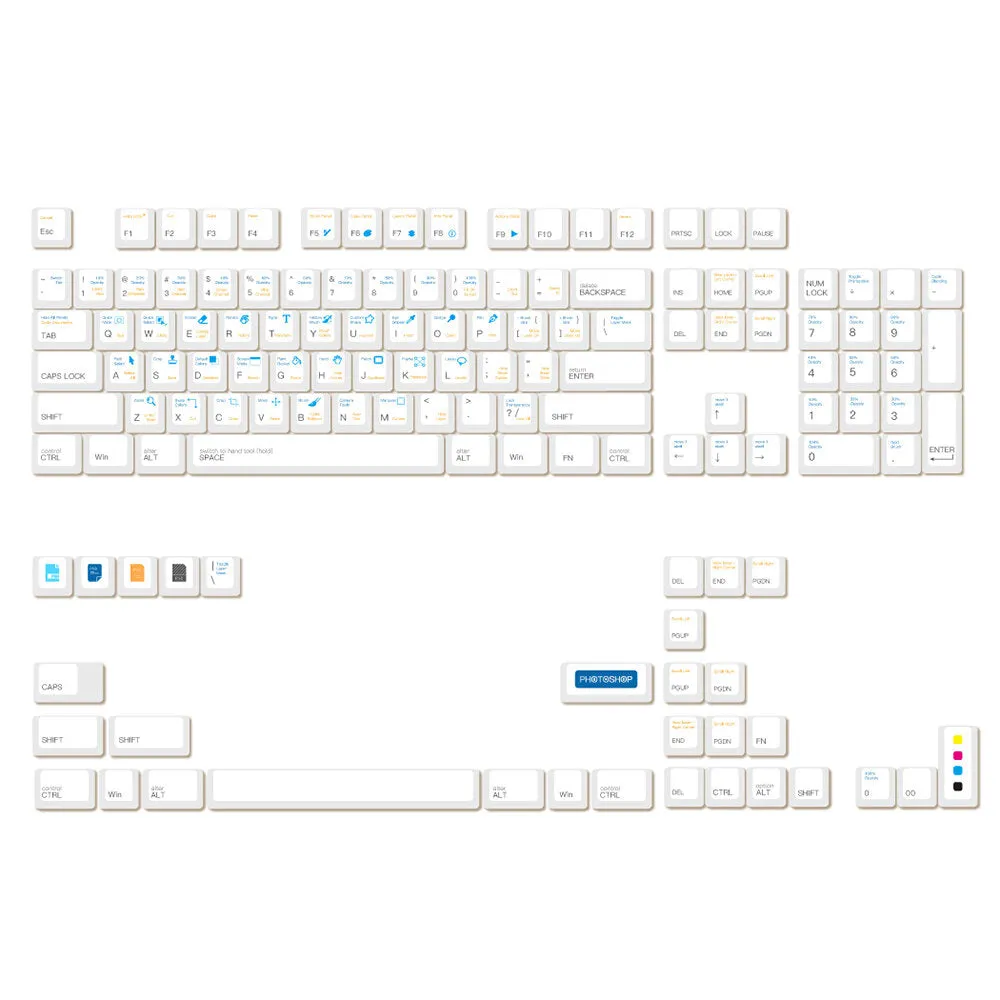 134 Keys AI Theme Keycap Set Cherry Profile PBT Sublimation White Keycaps for DIY Mechanical Keyboards