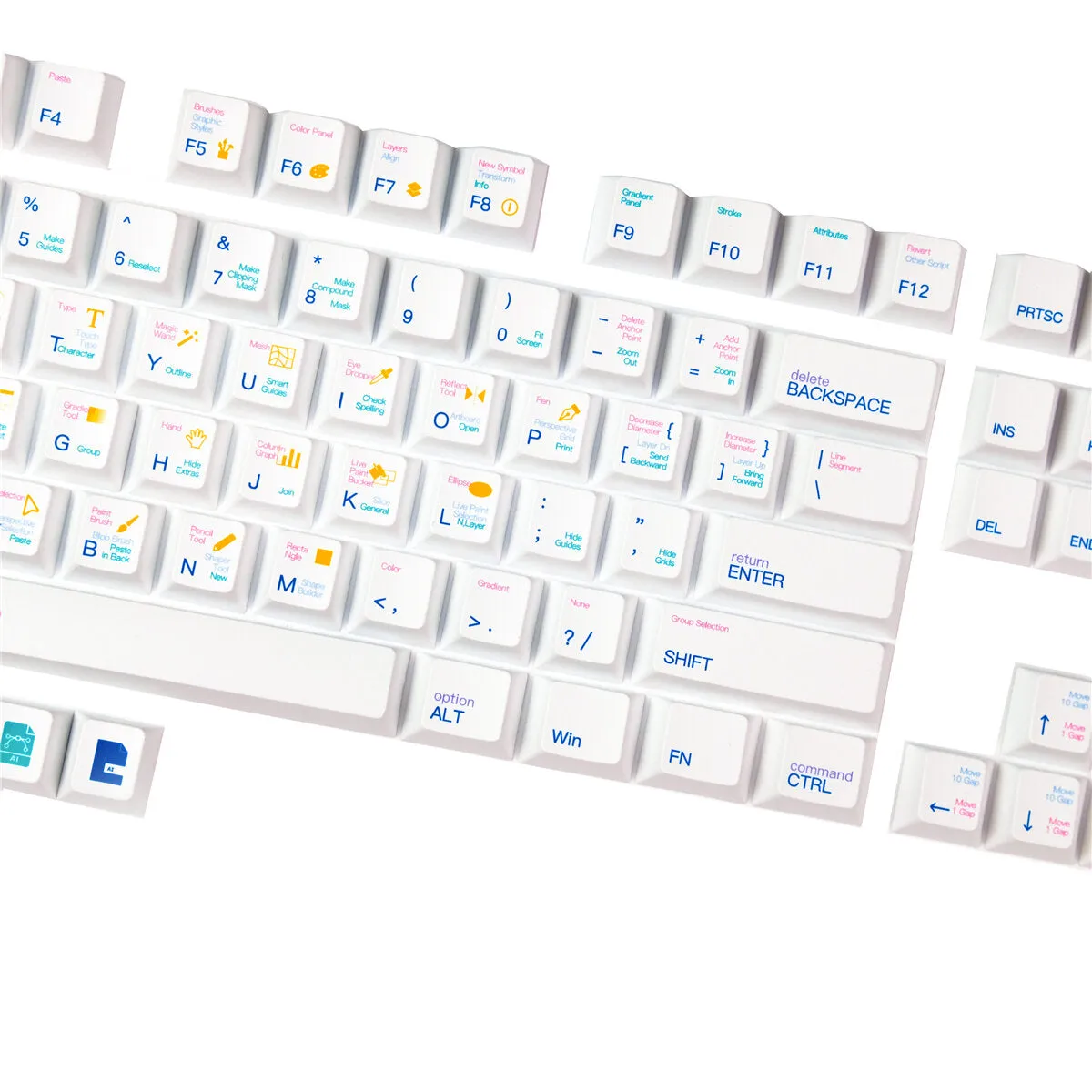 134 Keys AI Theme Keycap Set Cherry Profile PBT Sublimation White Keycaps for DIY Mechanical Keyboards