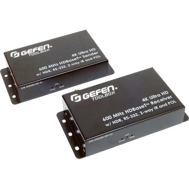 4K Ultra Hd 600 Mhz Hdbaset Extender W/ Hdr, Rs-232, 2-Way Ir, And Pol