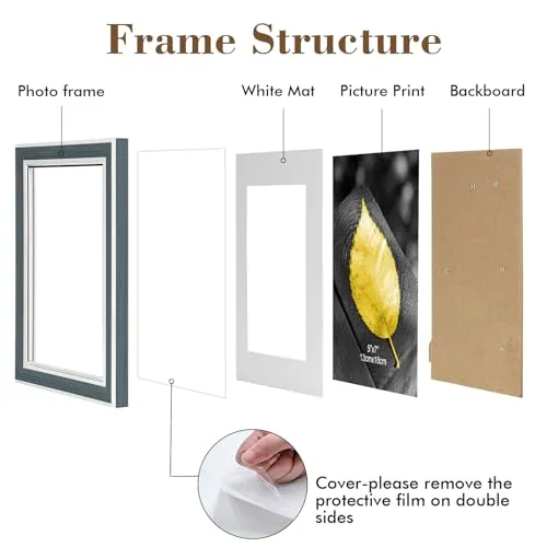 4x6 Picture Frame Set of 6, Rustic Farmhouse Photo Frame, Display 3.5x5 with Mat or 4x6 Without Mat for Decorative on Wall Hanging and Tabletop Placement