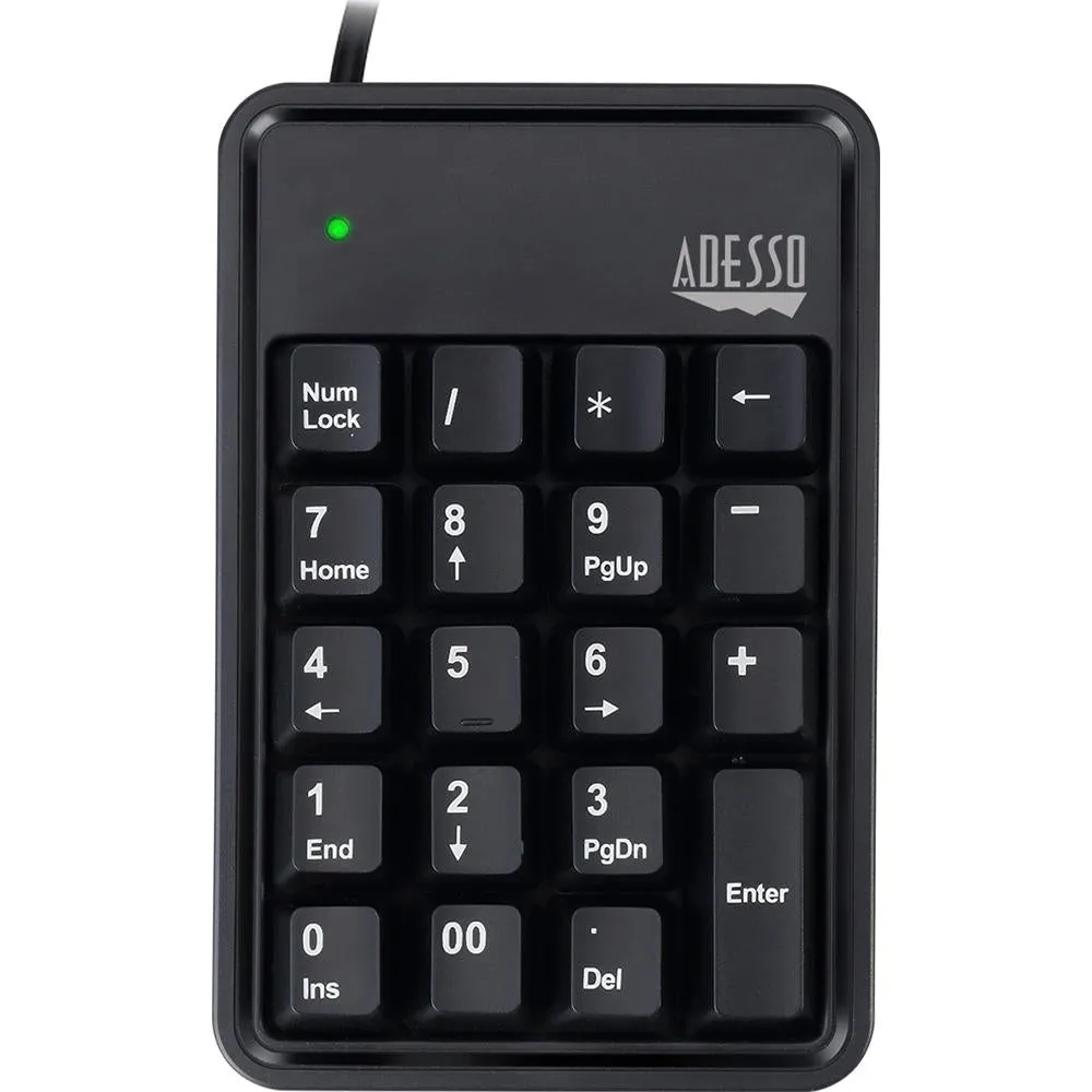 Adesso AKB-600HB -19-Key Mechanical Keypad with 3-Port USB Hub