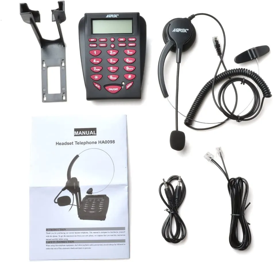 AGPtek Handsfree - Call Center Dialpad Headset - Black|Rose Red