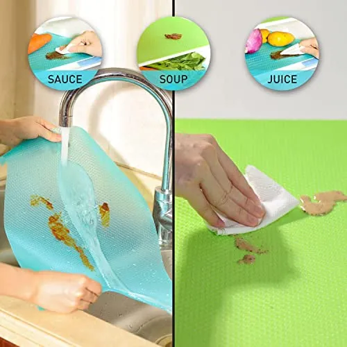 Aiosscd 7 PCS Shelf Mats Refrigerator Liners Washable Refrigerator Pads Fridge Mats Drawer Placemats Home Kitchen Gadgets Accessories Organization for Top Freezer(2green 2pink 3blue)