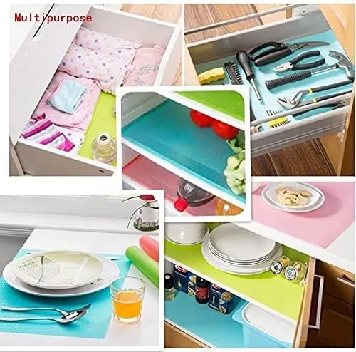 Aiosscd 7 PCS Shelf Mats Refrigerator Liners Washable Refrigerator Pads Fridge Mats Drawer Placemats Home Kitchen Gadgets Accessories Organization for Top Freezer(2green 2pink 3blue)