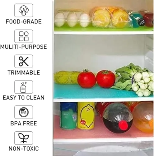 Aiosscd 7 PCS Shelf Mats Refrigerator Liners Washable Refrigerator Pads Fridge Mats Drawer Placemats Home Kitchen Gadgets Accessories Organization for Top Freezer(2green 2pink 3blue)