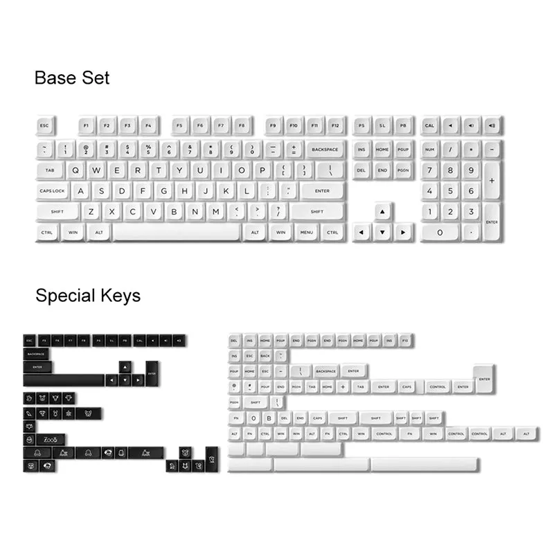 Akko Black On White Keycap Set MDA Profile 227 Keys