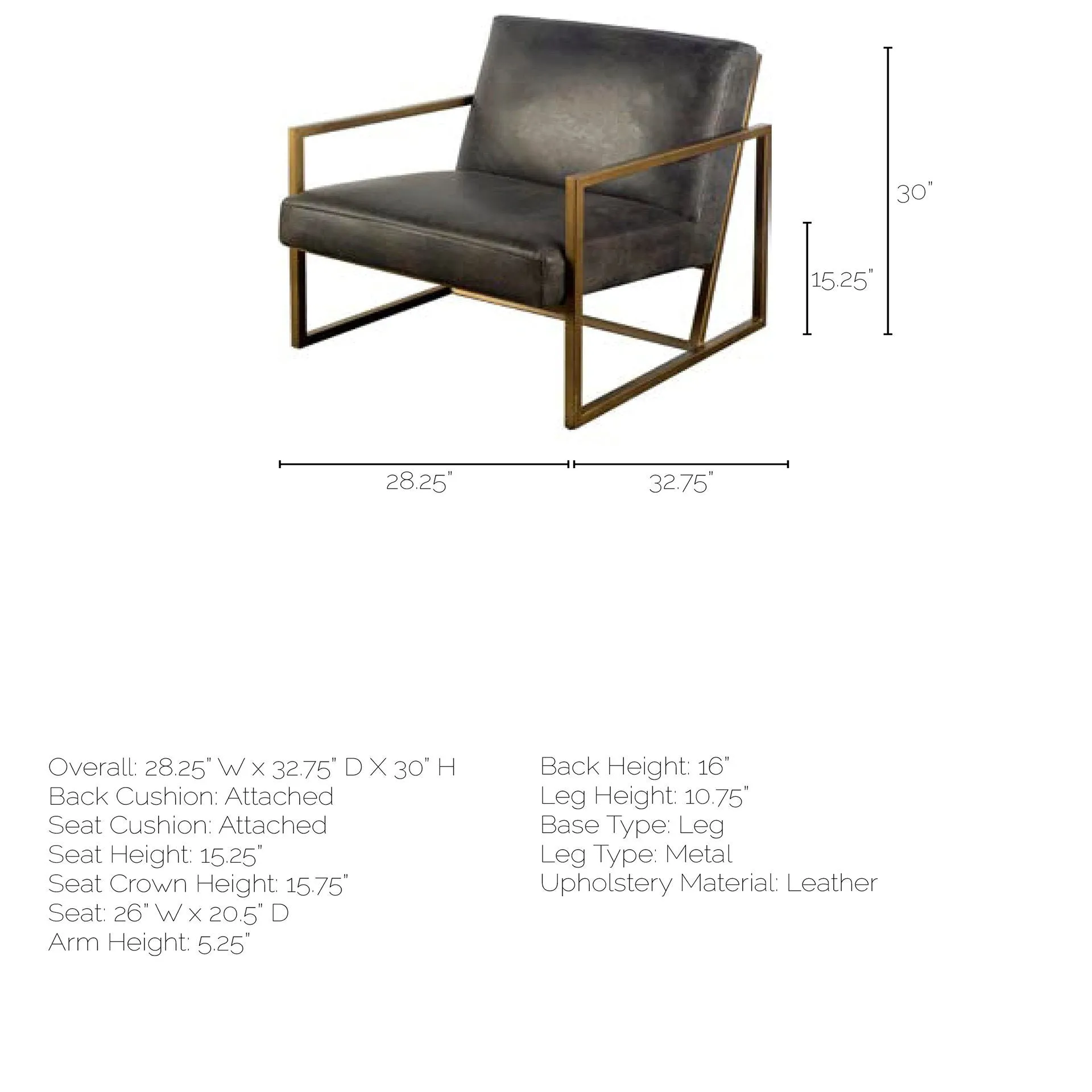 Armelle Accent Chair | Black Leather