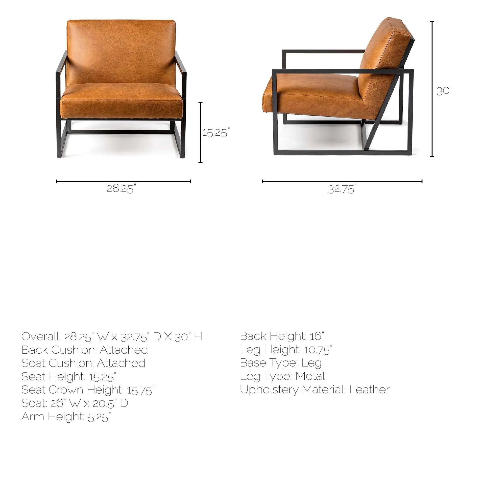 Armelle Accent Chair | Brown Leather