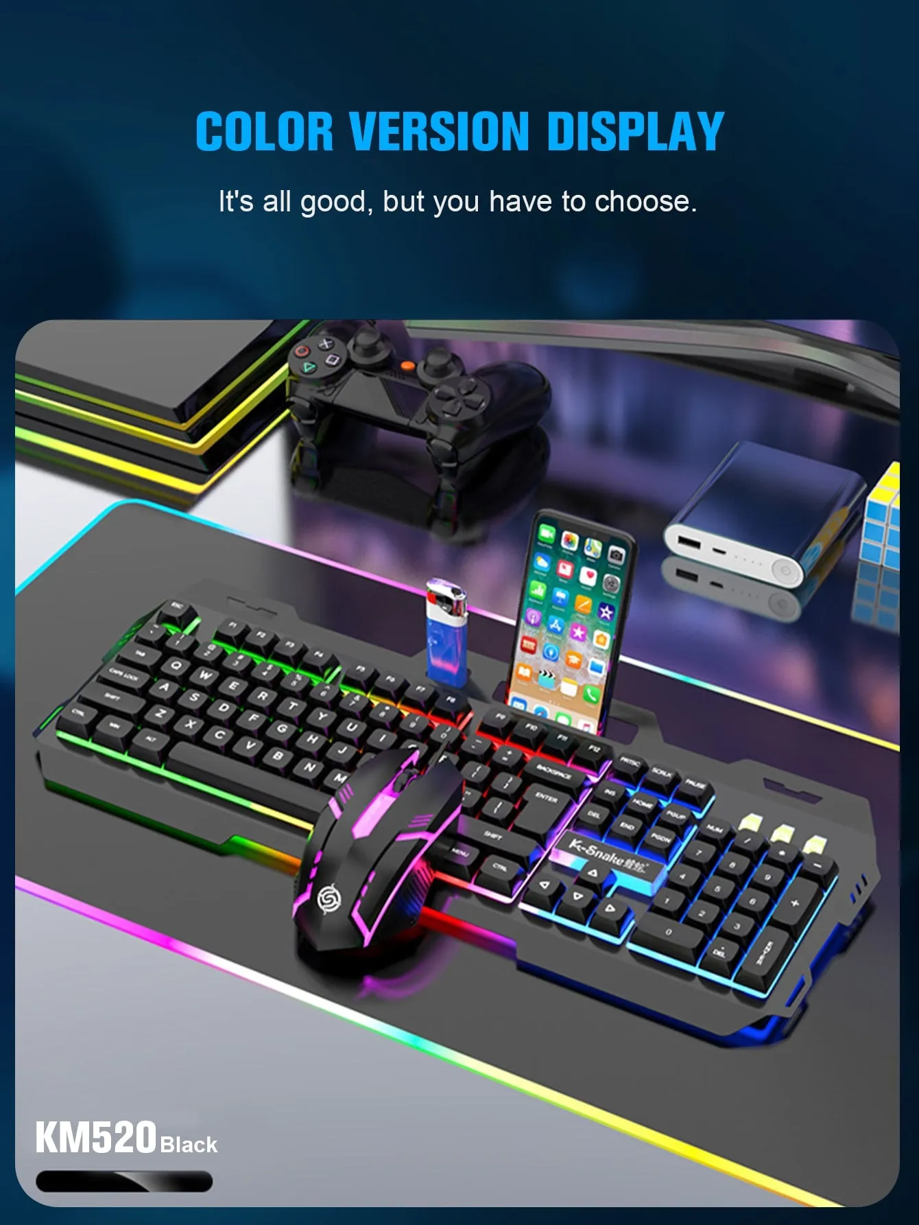 Backlit Mechanical Keyboard And Mouse Set, Ergonomic Design, Compatible