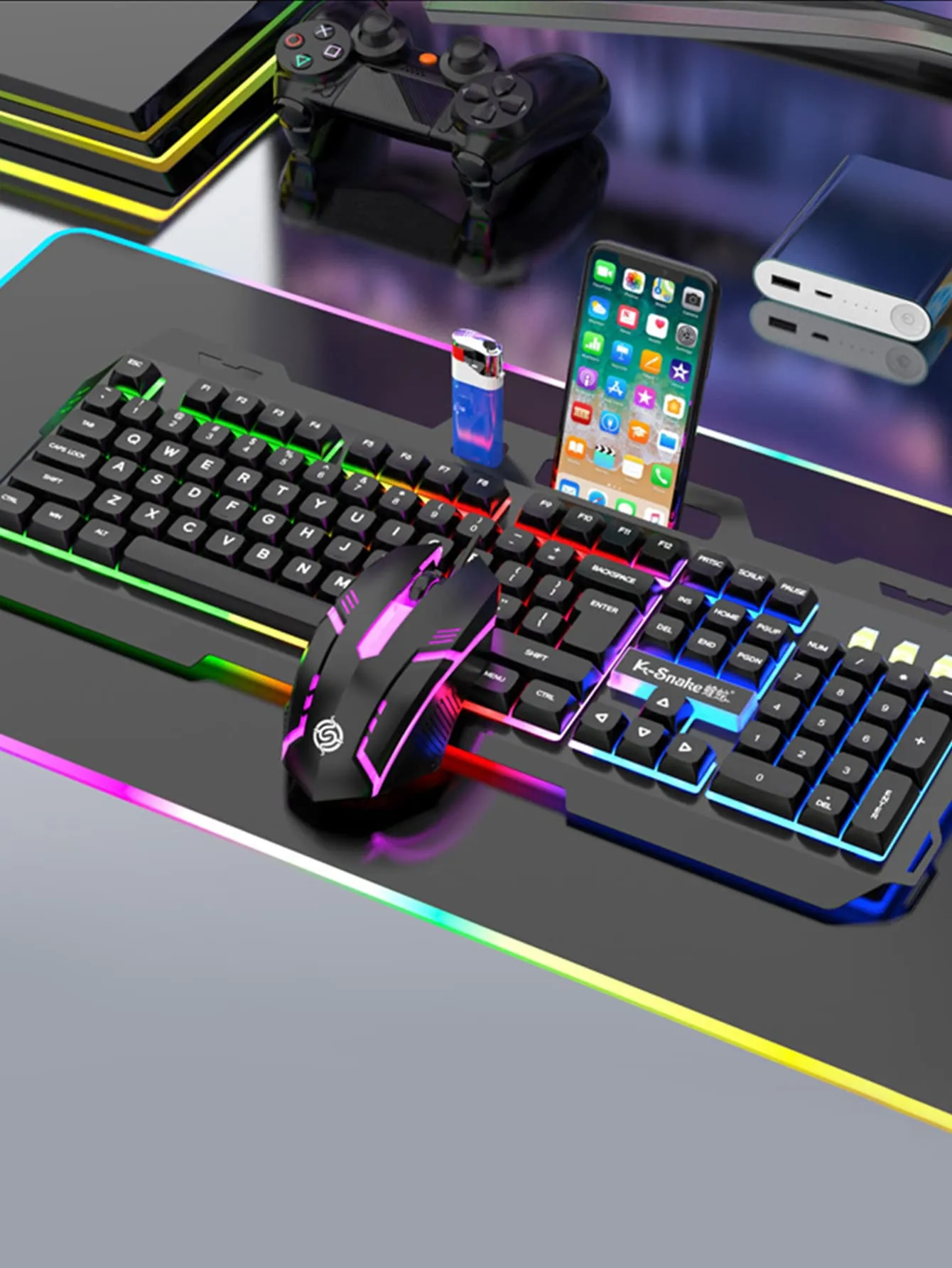 Backlit Mechanical Keyboard And Mouse Set, Ergonomic Design, Compatible