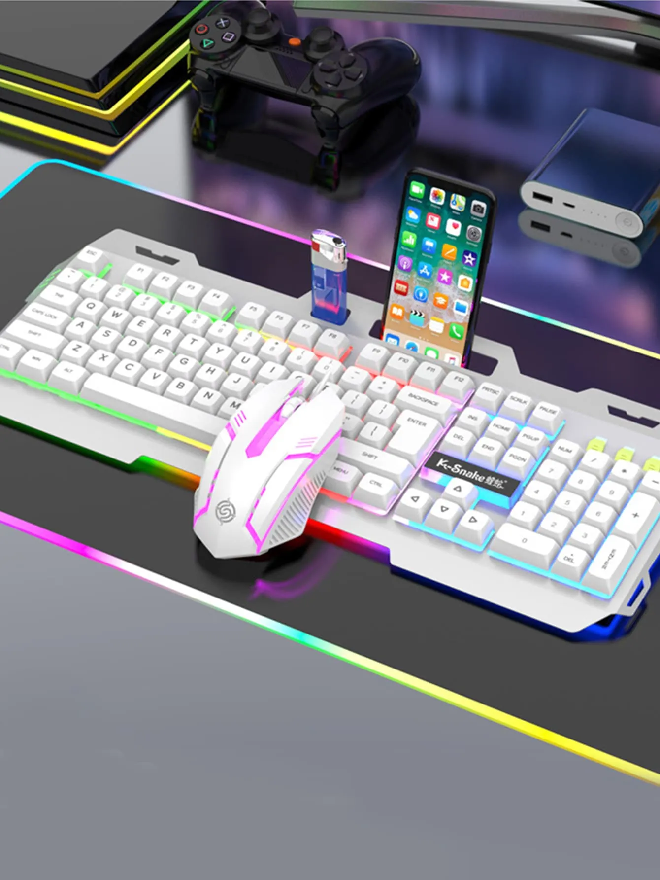 Backlit Mechanical Keyboard And Mouse Set, Ergonomic Design, Compatible