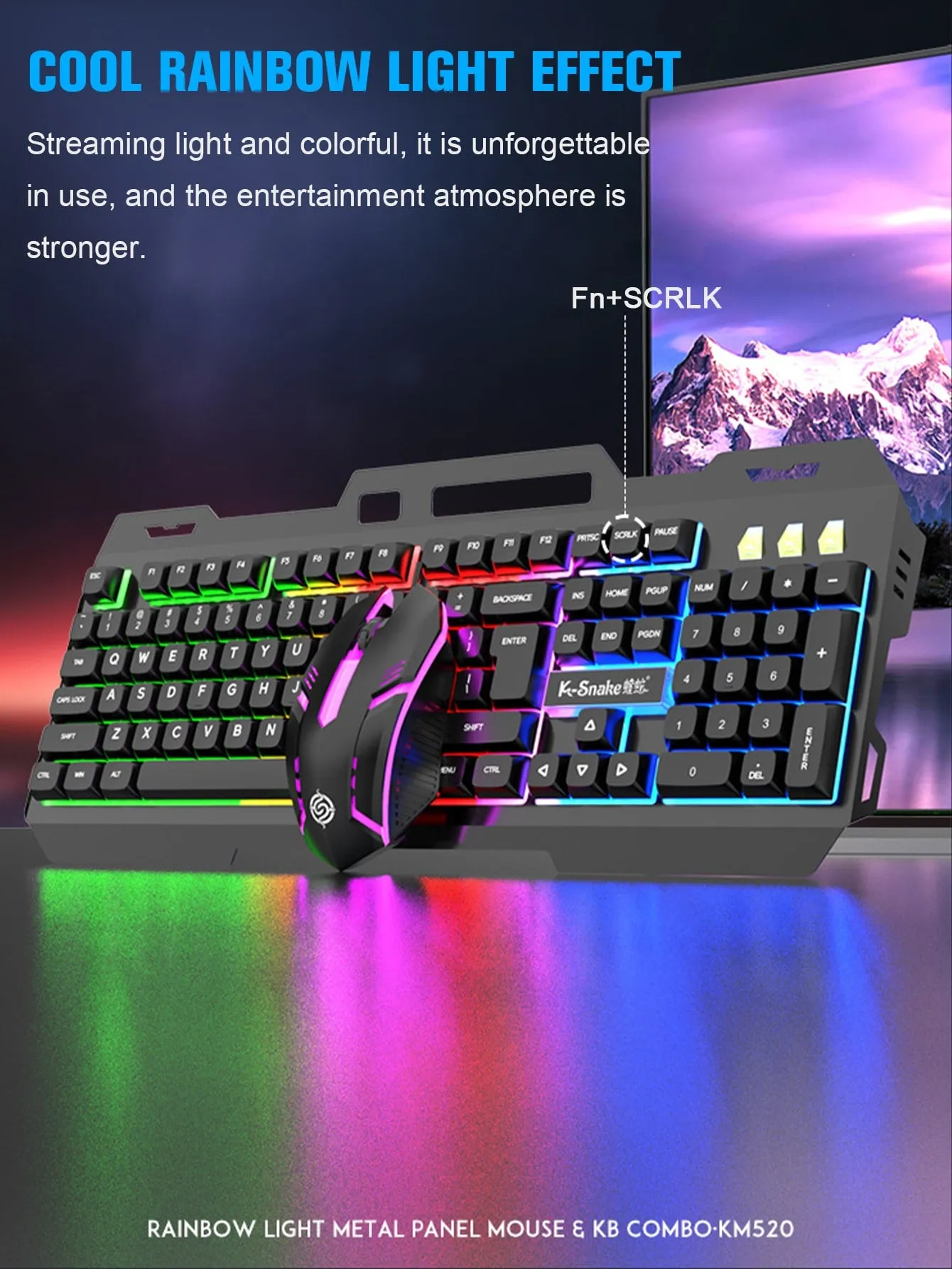 Backlit Mechanical Keyboard And Mouse Set, Ergonomic Design, Compatible