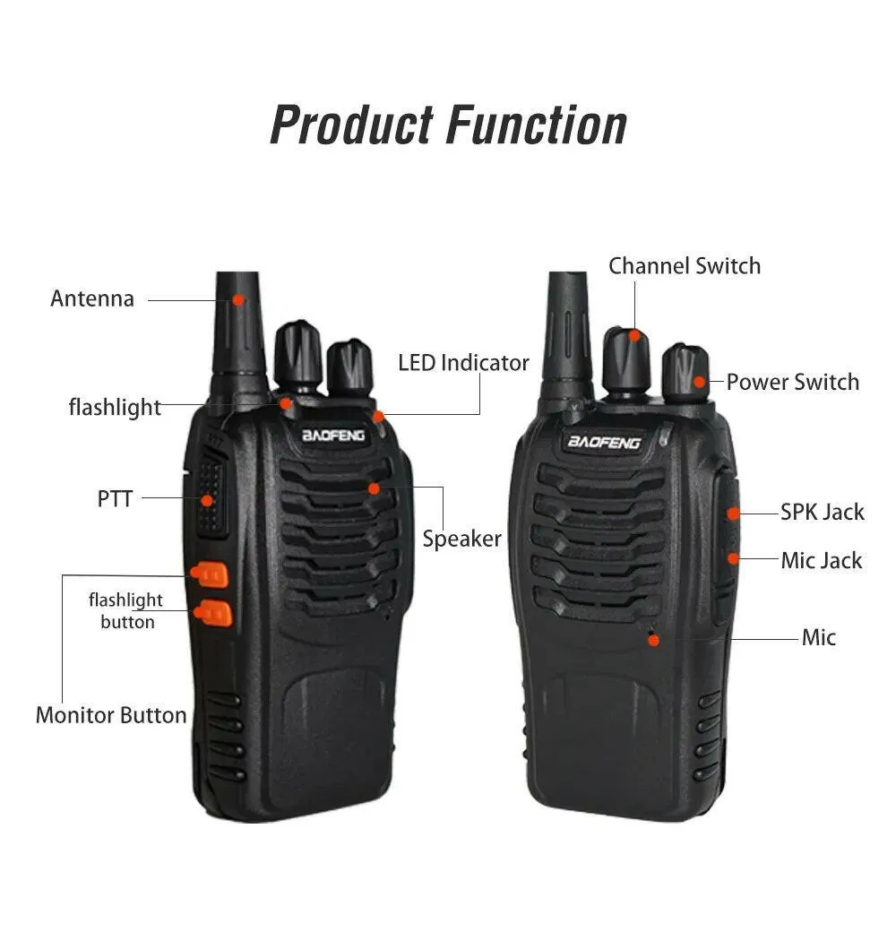 Baofeng BF-88E PMR Handheld Intercom Communicator Long-Distance Conversation 16 Channel Walkie Talkie 446MHz Home Hotel Radio