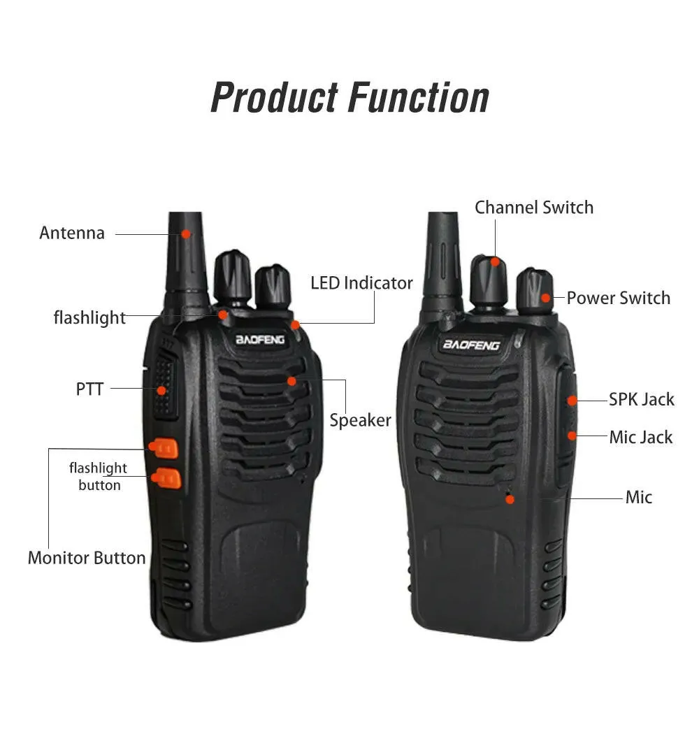 Baofeng BF-88E PMR Handheld Intercom Communicator Long-Distance Conversation 16 Channel Walkie Talkie 446MHz Home Hotel Radio