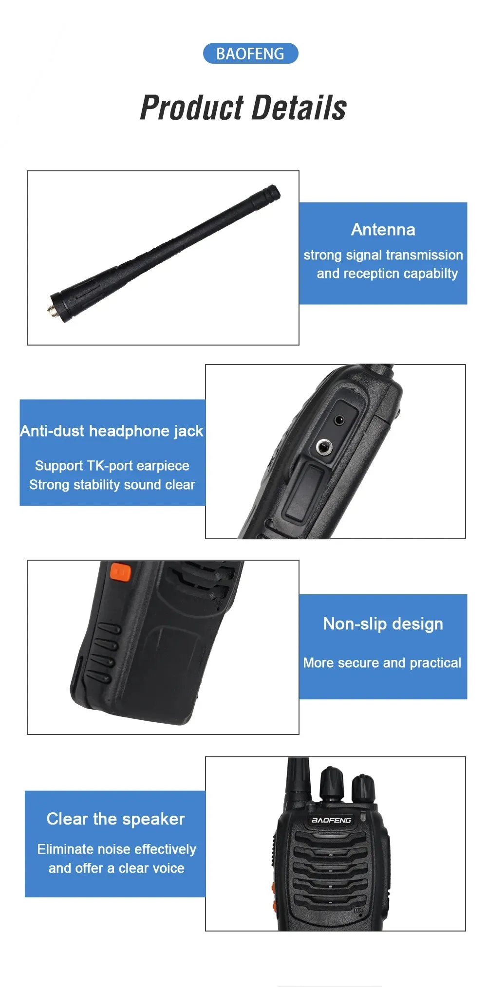 Baofeng BF-88E PMR Handheld Intercom Communicator Long-Distance Conversation 16 Channel Walkie Talkie 446MHz Home Hotel Radio