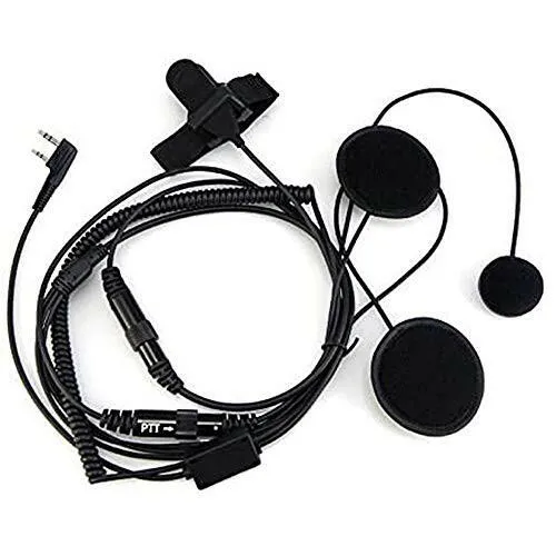 BAOFENG Helmet Kit 2 PIN Full Face Motorcycle Headset Earpiece Mic, for BaoFeng/Ken Wood/WOU Xun/Pu Xing/Lin ton Two Way Radio Walkie Talkie, Black