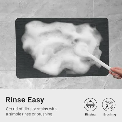 Bath Mat Rug, Rubber Non-Slip Quick Dry Absorbent Thin Bathroom Rugs Fit Under Door Bathroom Floor Mats-Shower Rug for in Front of Bathtub, Sink, Shower Room(Navy Blue,17"x59")