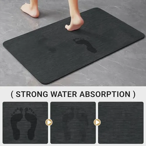 Bath Mat Rug, Rubber Non-Slip Quick Dry Absorbent Thin Bathroom Rugs Fit Under Door Bathroom Floor Mats-Shower Rug for in Front of Bathtub, Sink, Shower Room(Navy Blue,17"x59")