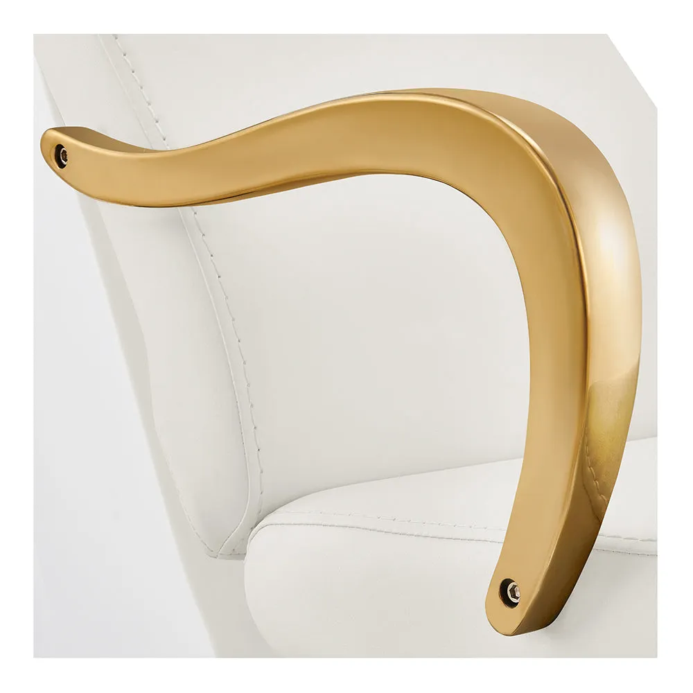 Beckman Gold Salon Shampoo Unit with Adjustable Seat - White base