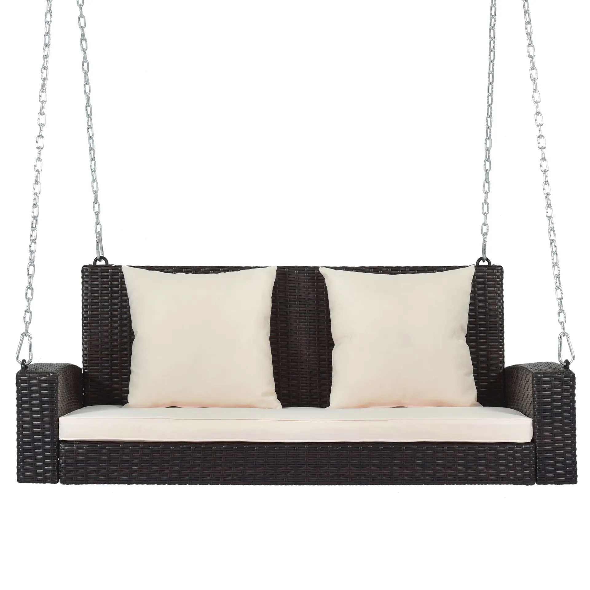 Biophilic Design Wicker Hanging Porch Swing with Chains