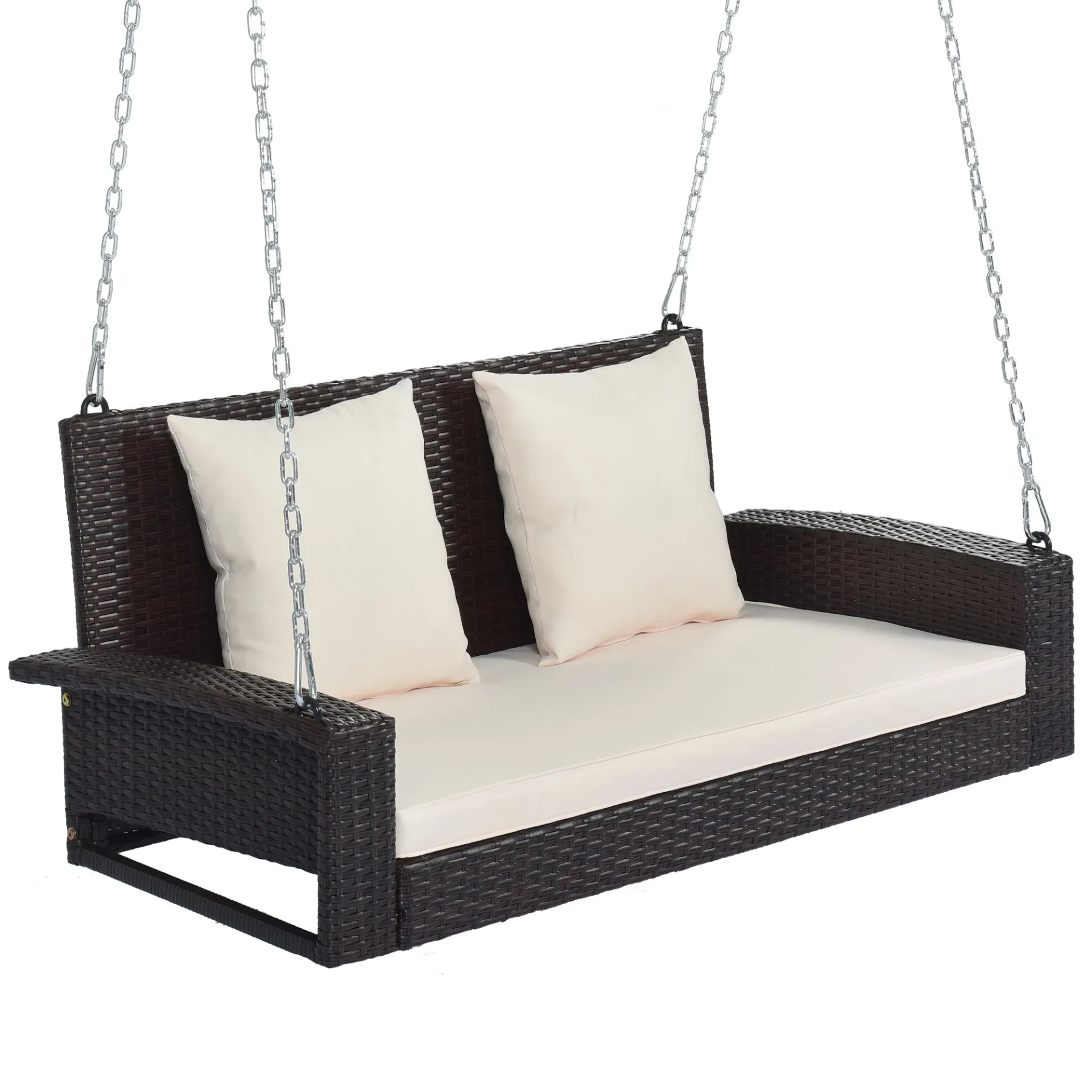 Biophilic Design Wicker Hanging Porch Swing with Chains