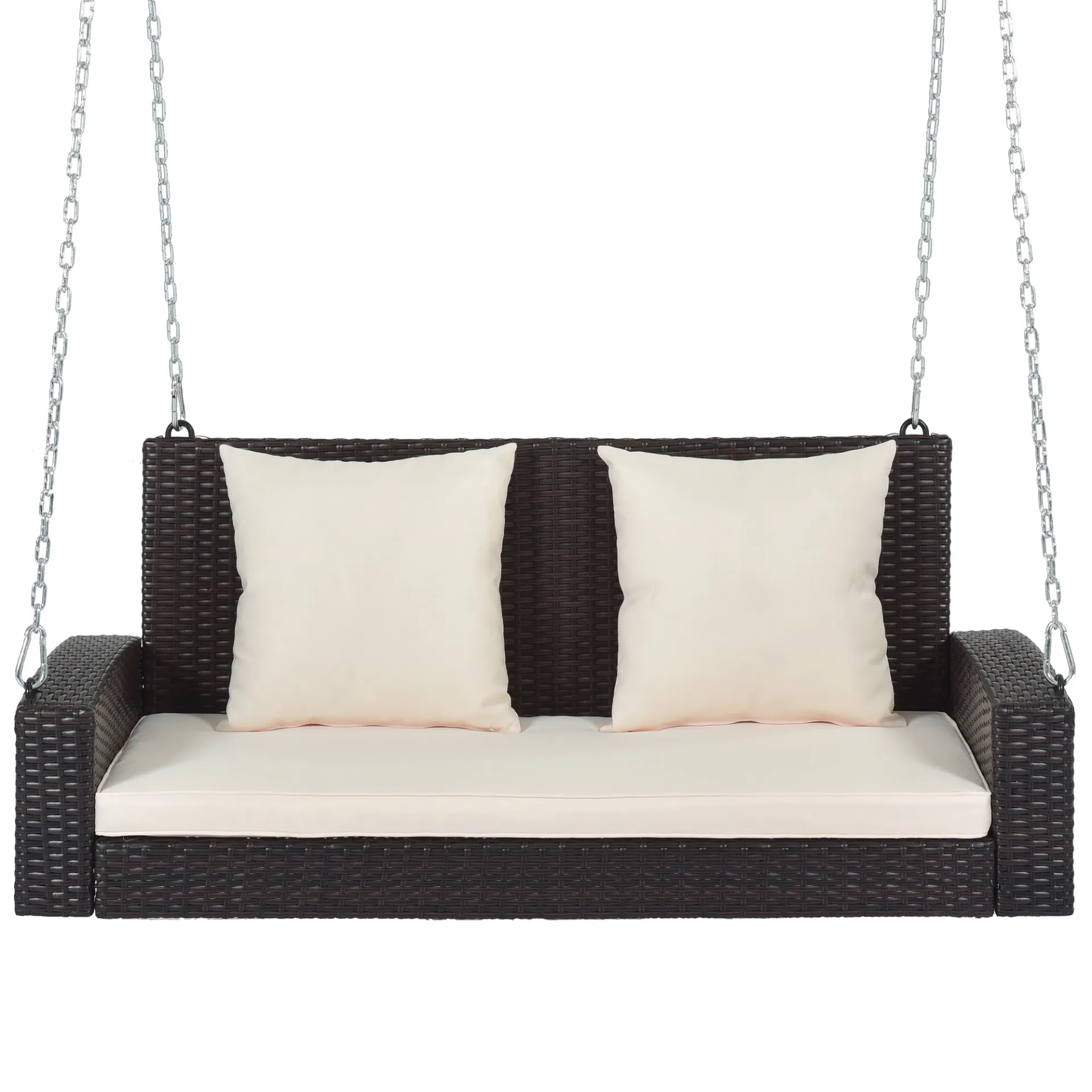Biophilic Design Wicker Hanging Porch Swing with Chains