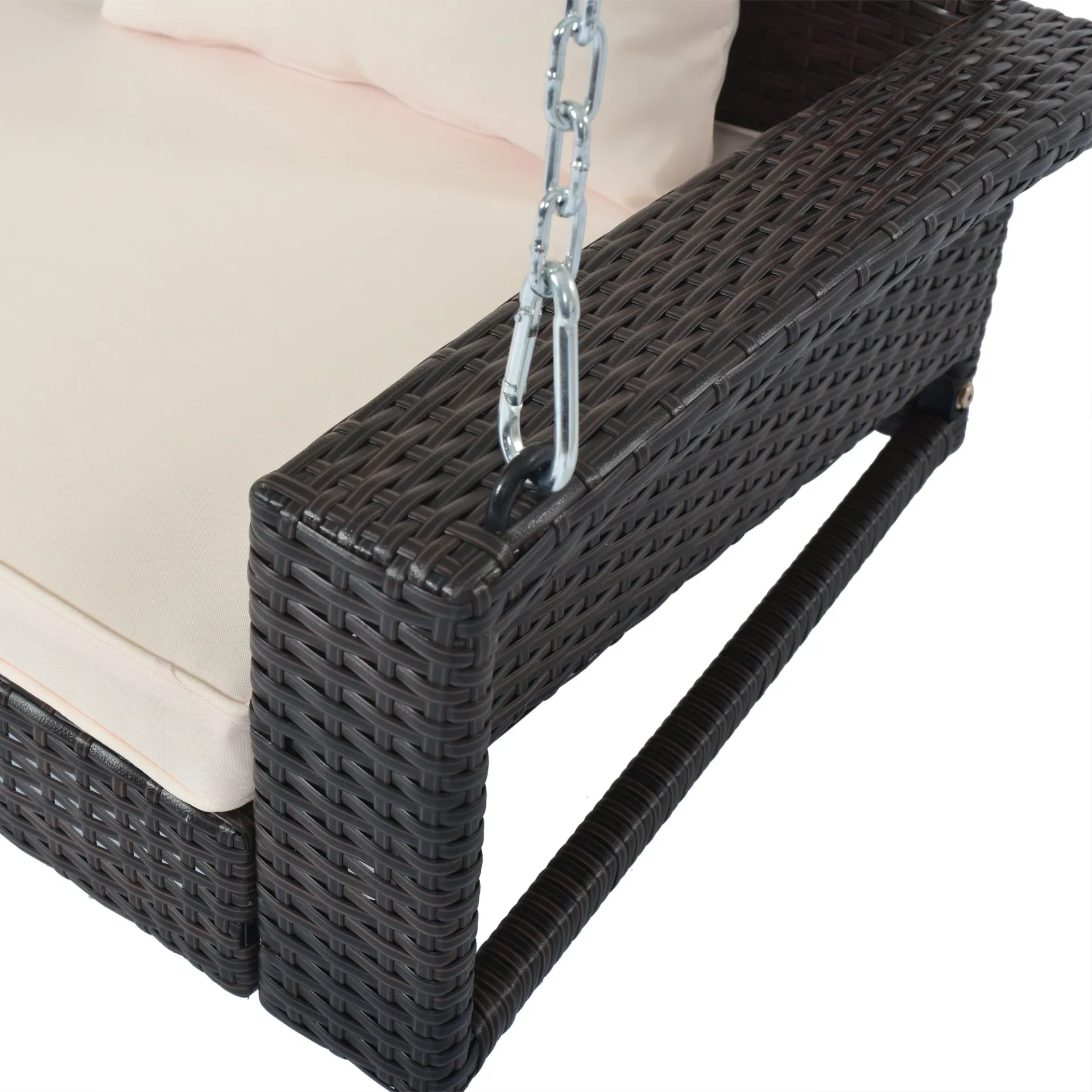 Biophilic Design Wicker Hanging Porch Swing with Chains