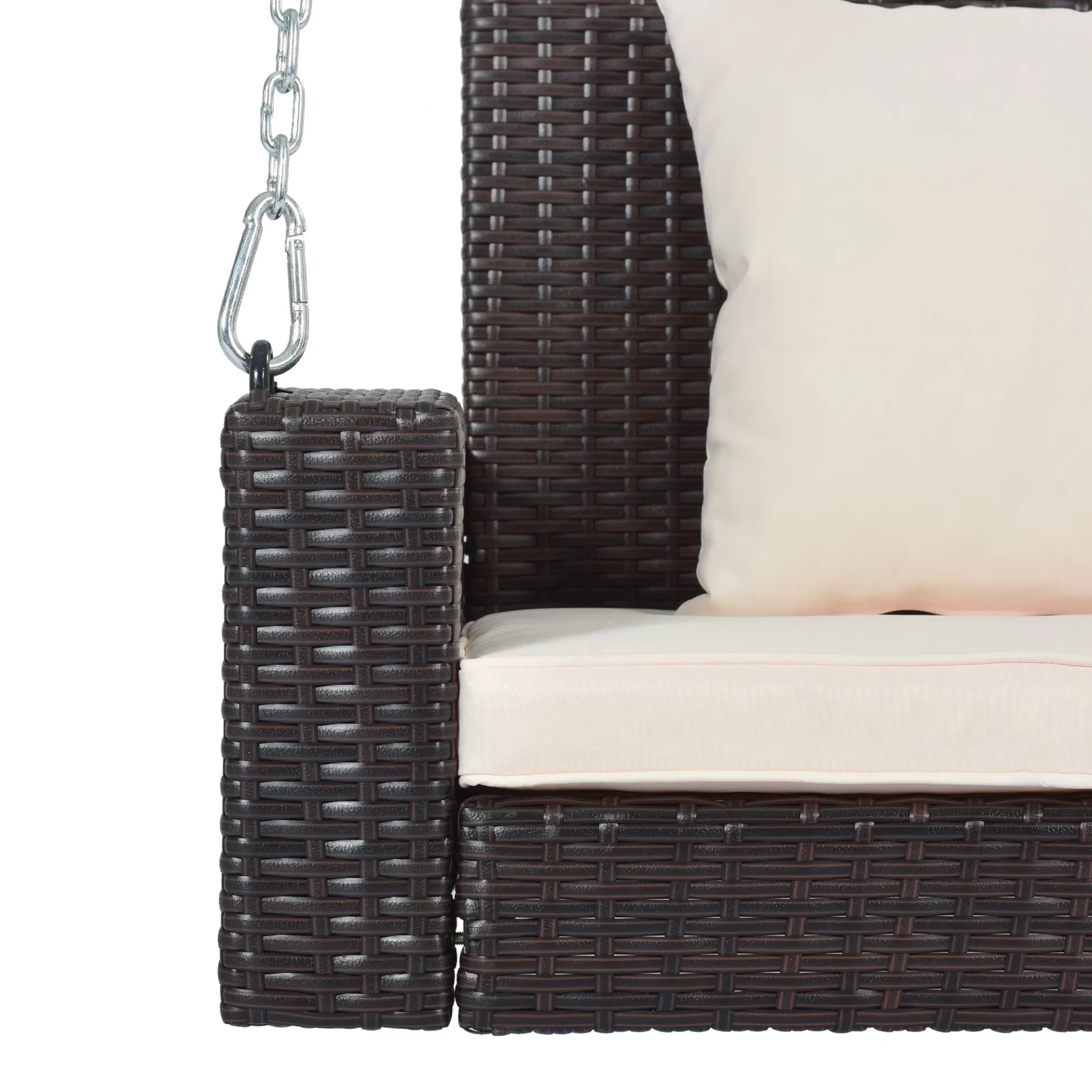 Biophilic Design Wicker Hanging Porch Swing with Chains