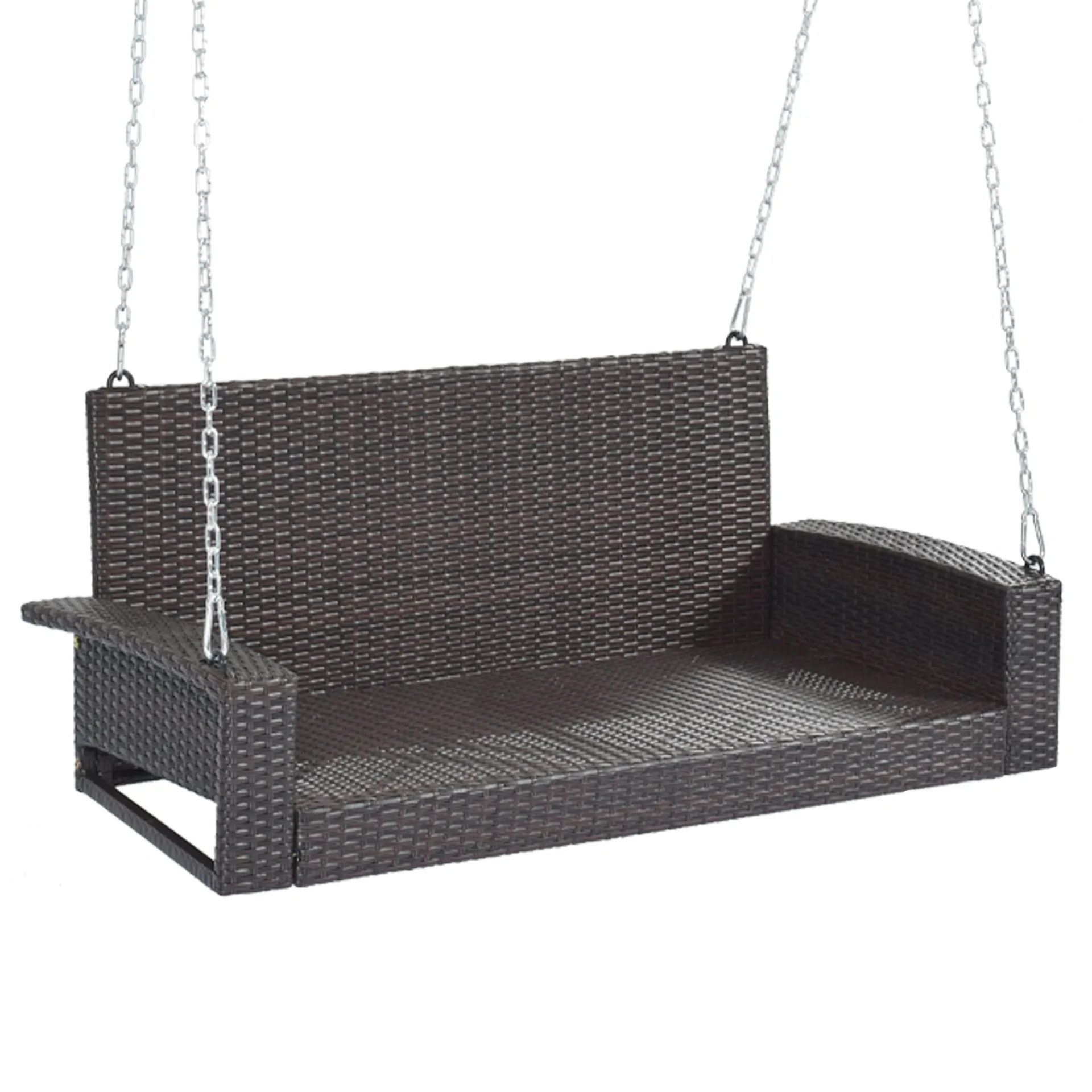 Biophilic Design Wicker Hanging Porch Swing with Chains