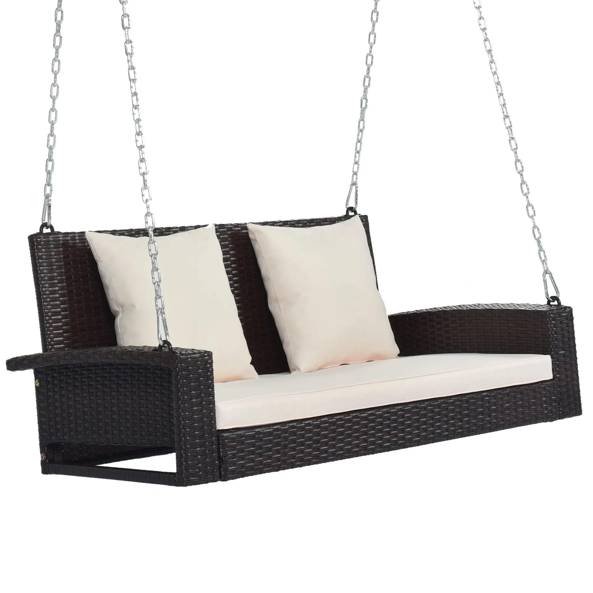 Biophilic Design Wicker Hanging Porch Swing with Chains