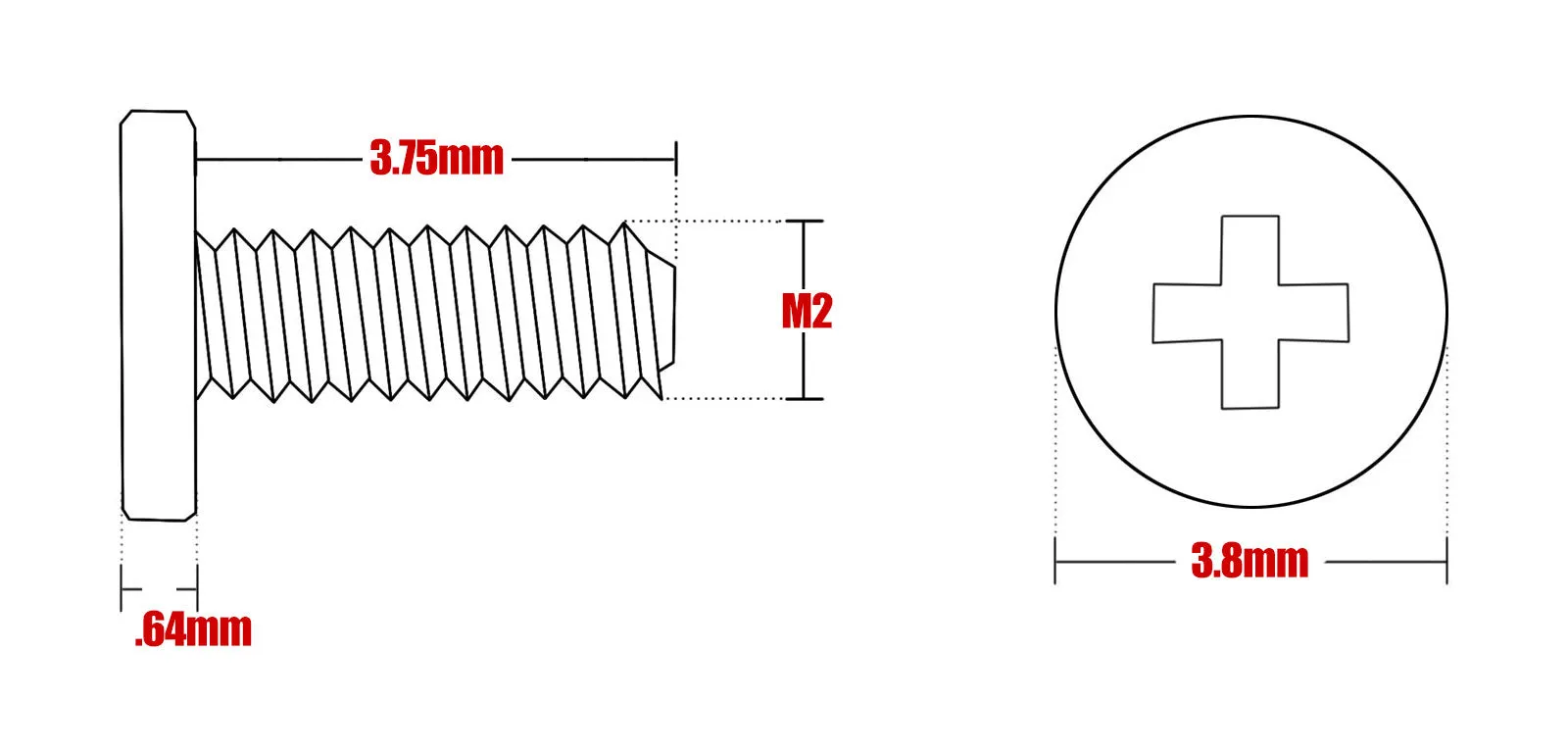 Black M2 low profile screws