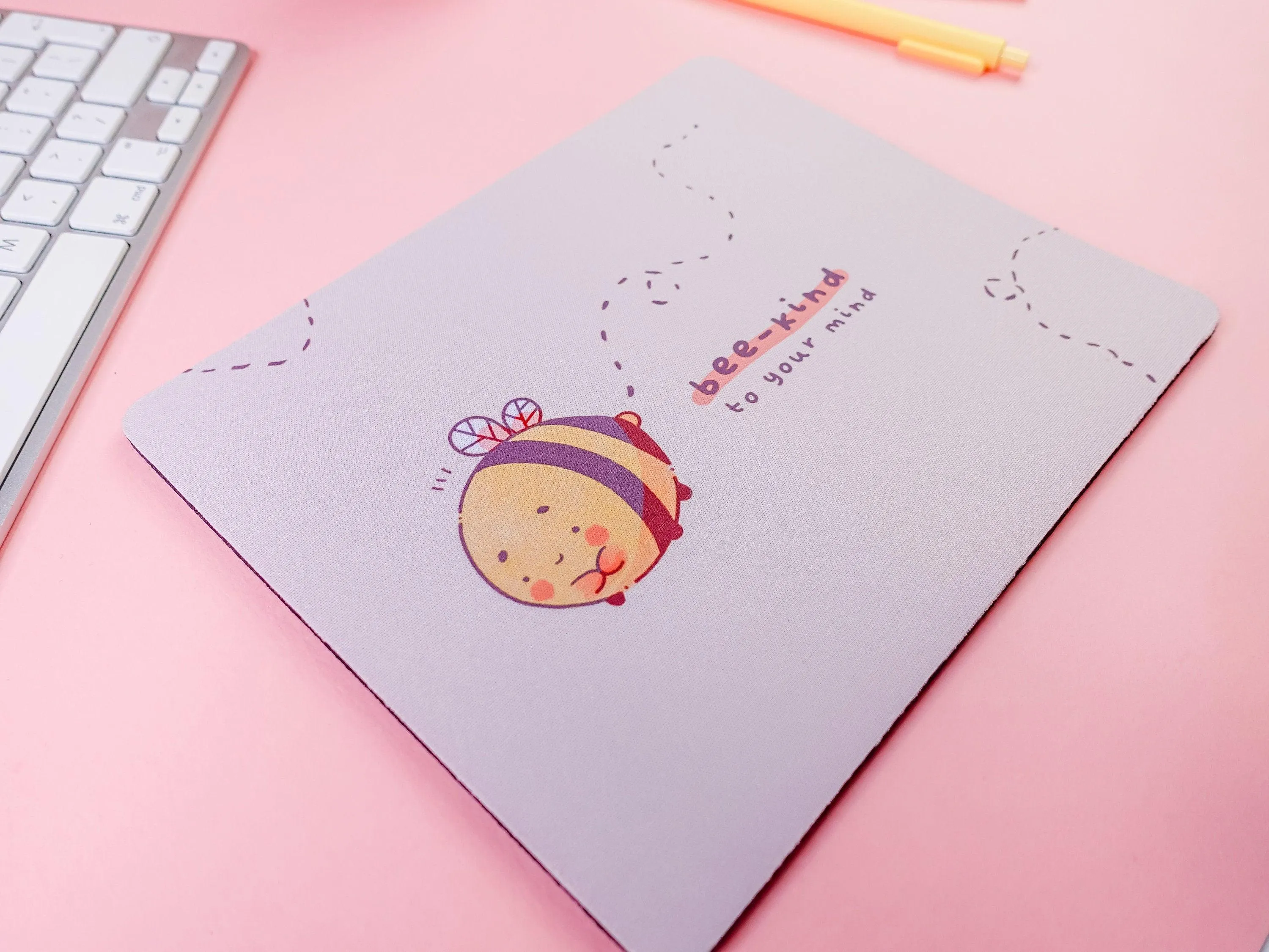 Bumblebutt Bee Mouse Pad | Bee Kind to Your Mind Quote | Cute Nature-Inspired Desk Mat & Decor