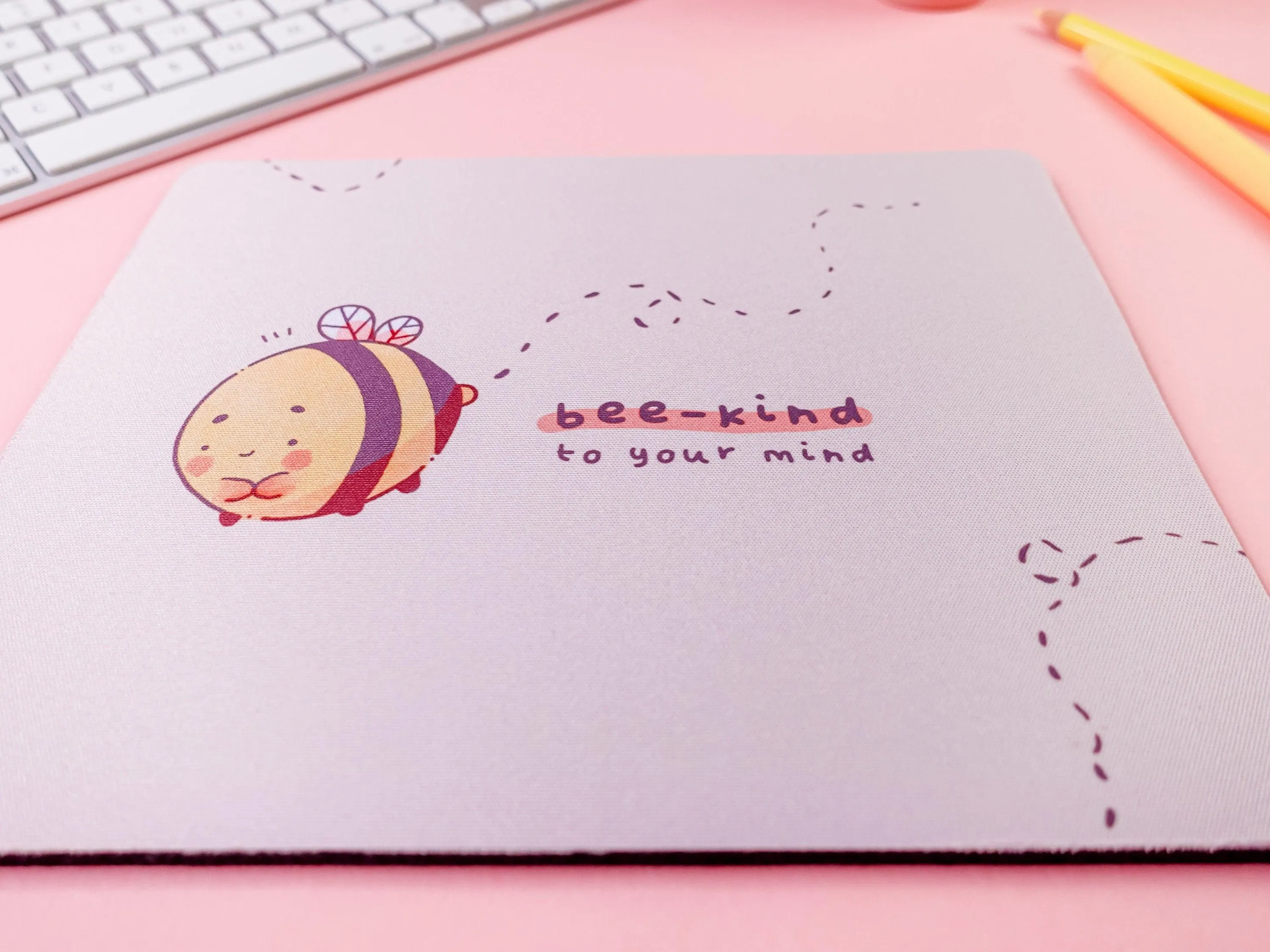 Bumblebutt Bee Mouse Pad | Bee Kind to Your Mind Quote | Cute Nature-Inspired Desk Mat & Decor