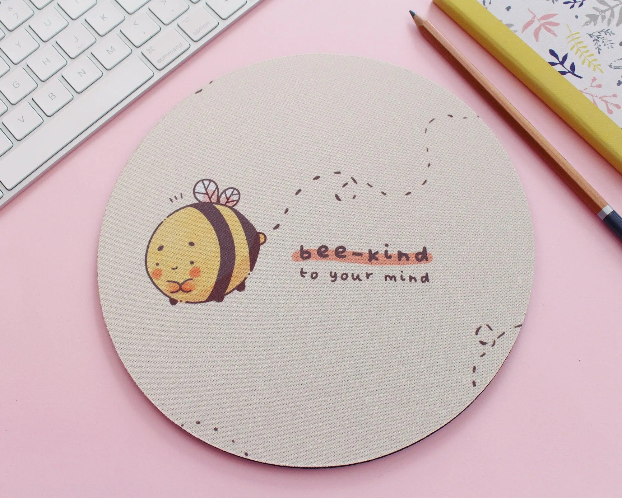 Bumblebutt Bee Mouse Pad | Bee Kind to Your Mind Quote | Cute Nature-Inspired Desk Mat & Decor