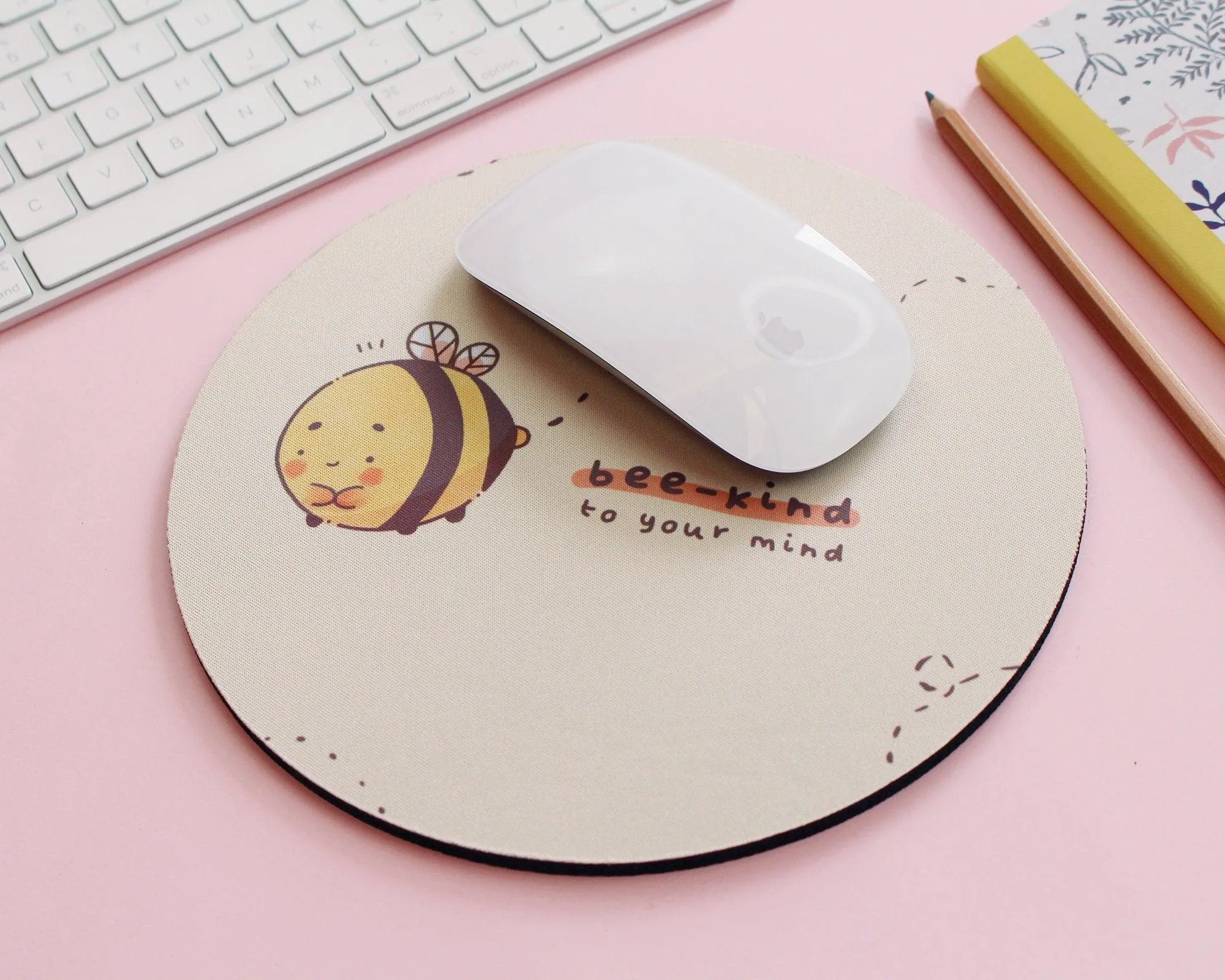 Bumblebutt Bee Mouse Pad | Bee Kind to Your Mind Quote | Cute Nature-Inspired Desk Mat & Decor