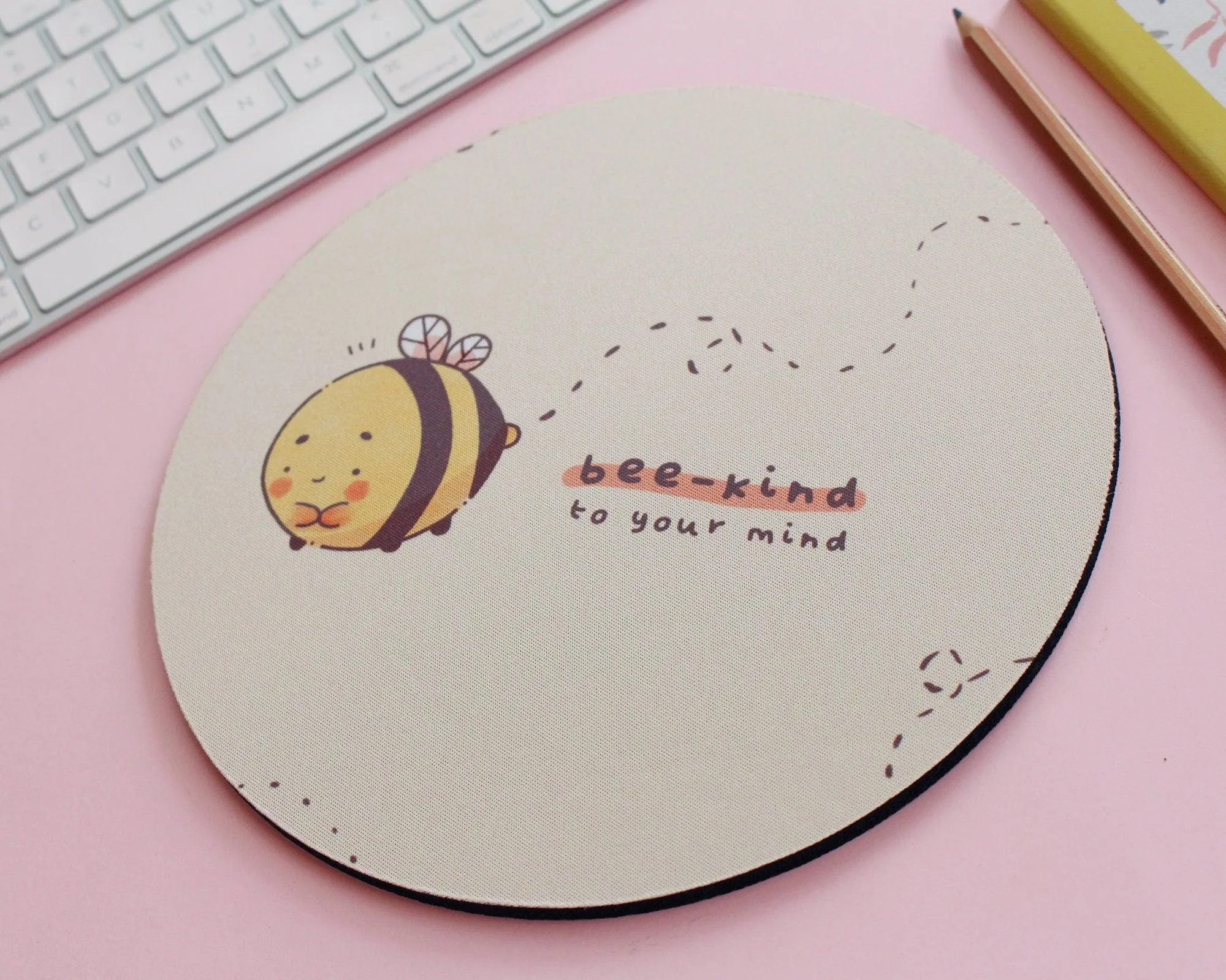 Bumblebutt Bee Mouse Pad | Bee Kind to Your Mind Quote | Cute Nature-Inspired Desk Mat & Decor