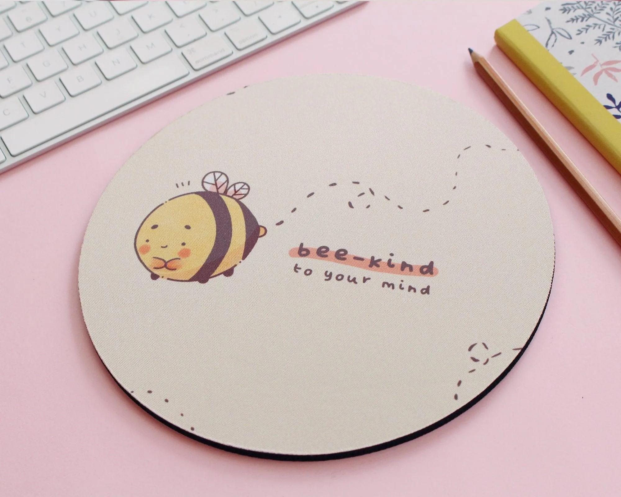 Bumblebutt Bee Mouse Pad | Bee Kind to Your Mind Quote | Cute Nature-Inspired Desk Mat & Decor