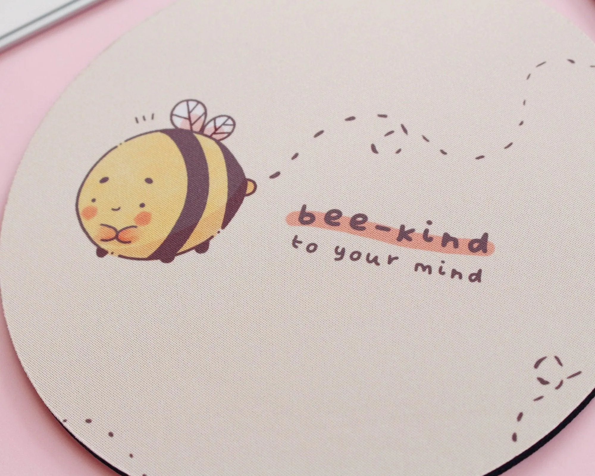Bumblebutt Bee Mouse Pad | Bee Kind to Your Mind Quote | Cute Nature-Inspired Desk Mat & Decor