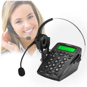 Call Center Dialpad Headset Telephone with Tone Dial Key Pad and Redial