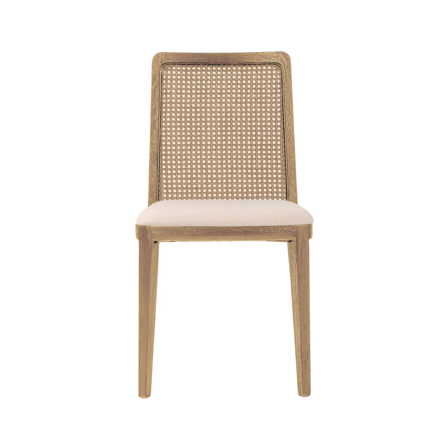 Cane Dining Chair | Oyster Linen with Natural Frame