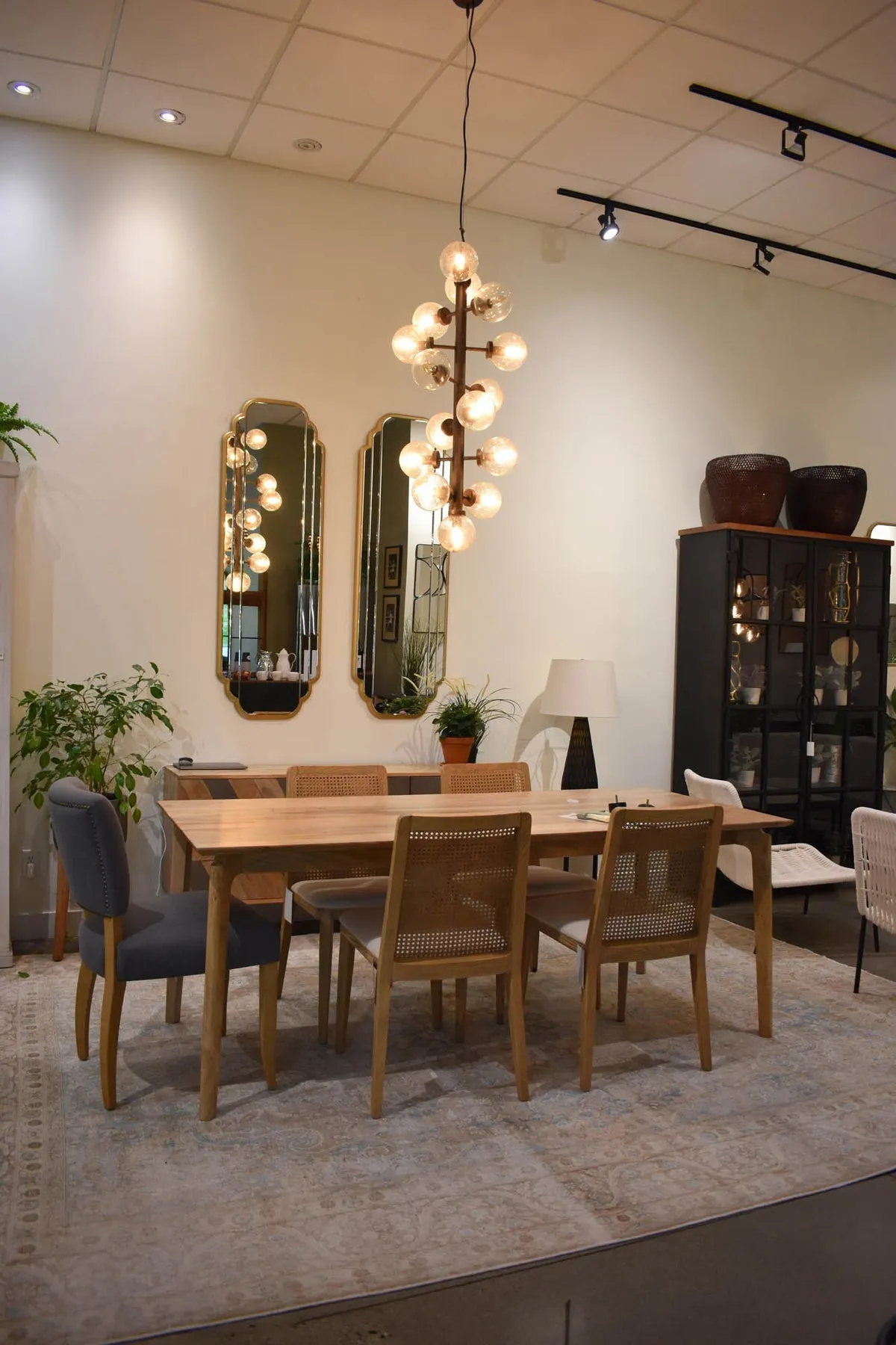 Cane Dining Chair | Oyster Linen with Natural Frame
