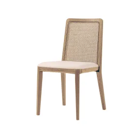 Cane Dining Chair | Oyster Linen with Natural Frame