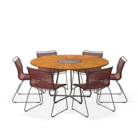 Circle Outdoor Table 1500dia   6 Click Chairs No Arm
