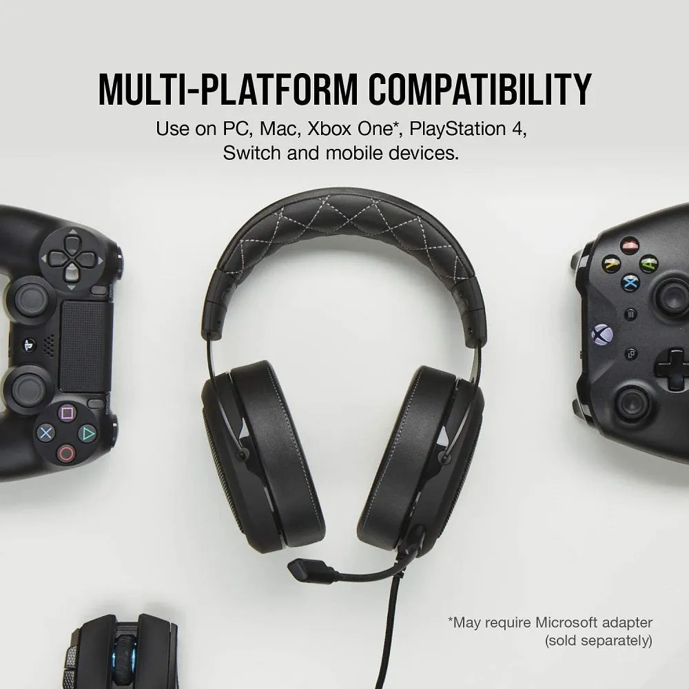 Corsair Headset HS60 Pro – 7.1 Virtual Surround Sound PC Gaming Headset w/USB DAC - Discord Certified – Works with PC, Xbox Series X, Xbox Series S, Xbox One, PS5, PS4, and Nintendo Switch – Carbon