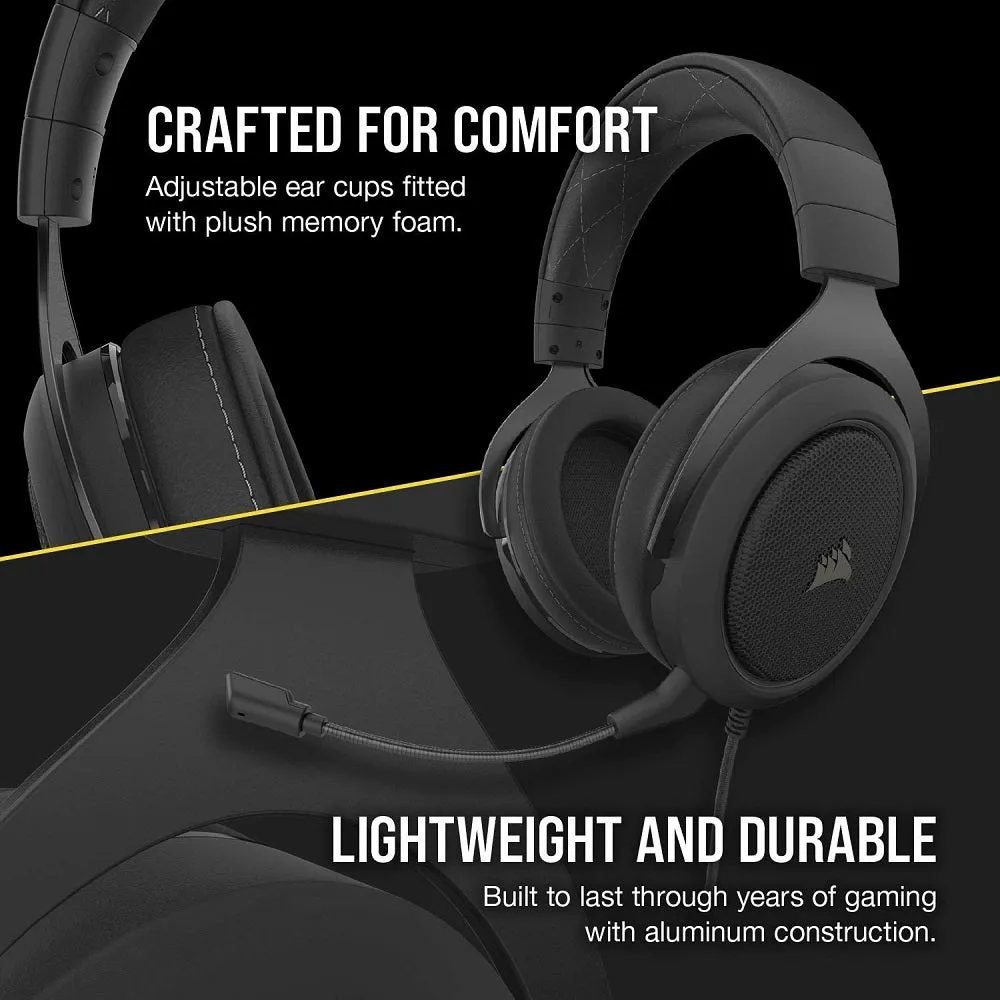 Corsair Headset HS60 Pro – 7.1 Virtual Surround Sound PC Gaming Headset w/USB DAC - Discord Certified – Works with PC, Xbox Series X, Xbox Series S, Xbox One, PS5, PS4, and Nintendo Switch – Carbon