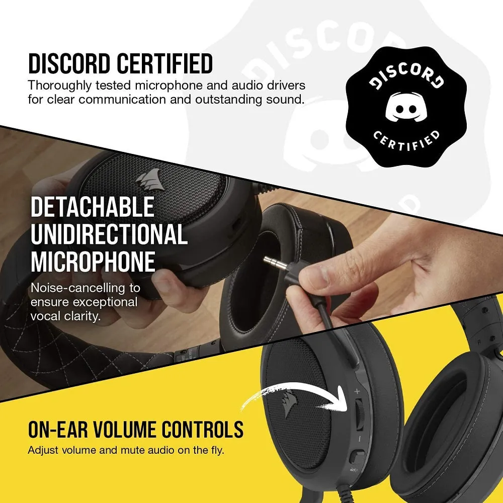 Corsair Headset HS60 Pro – 7.1 Virtual Surround Sound PC Gaming Headset w/USB DAC - Discord Certified – Works with PC, Xbox Series X, Xbox Series S, Xbox One, PS5, PS4, and Nintendo Switch – Carbon