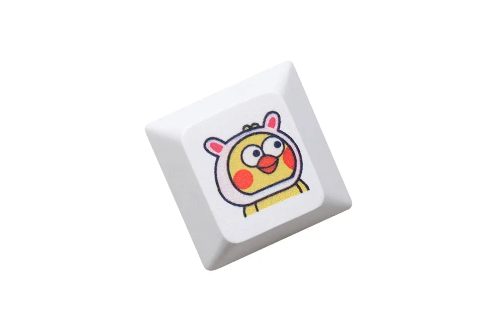 Cute Little yellow chicken Parrot Mood Meme Expression Keycap Dye Subbed keycaps for mx stem mechanical keyboards Funny Yellow