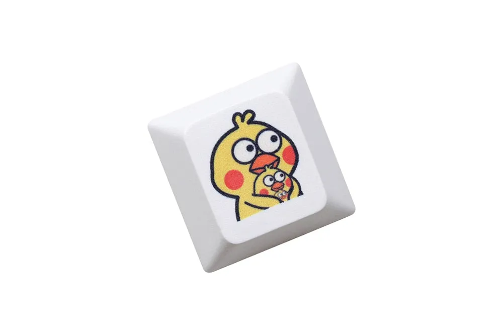 Cute Little yellow chicken Parrot Mood Meme Expression Keycap Dye Subbed keycaps for mx stem mechanical keyboards Funny Yellow