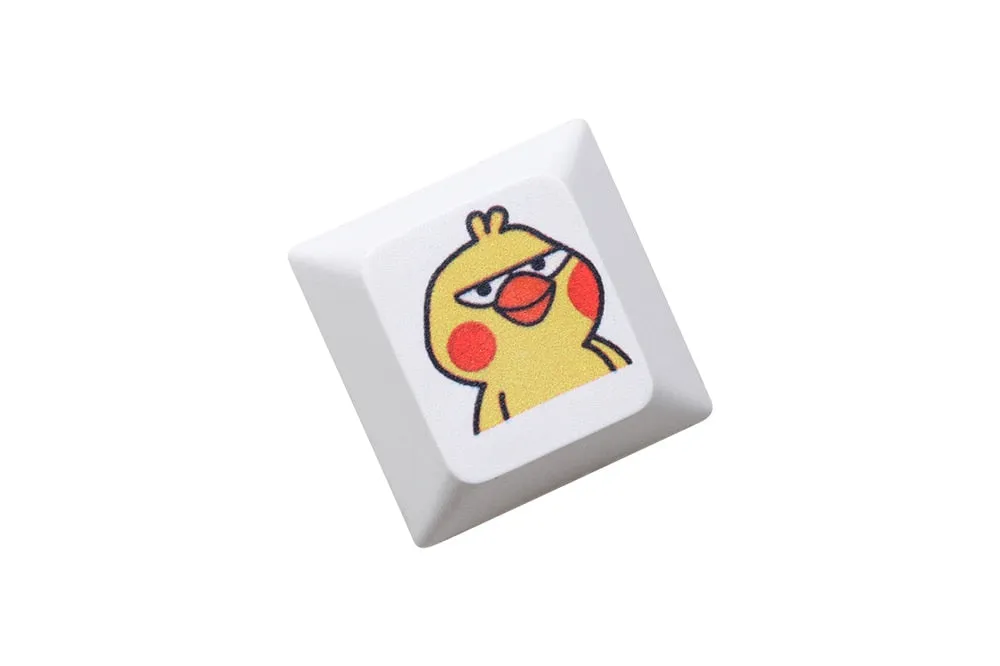 Cute Little yellow chicken Parrot Mood Meme Expression Keycap Dye Subbed keycaps for mx stem mechanical keyboards Funny Yellow
