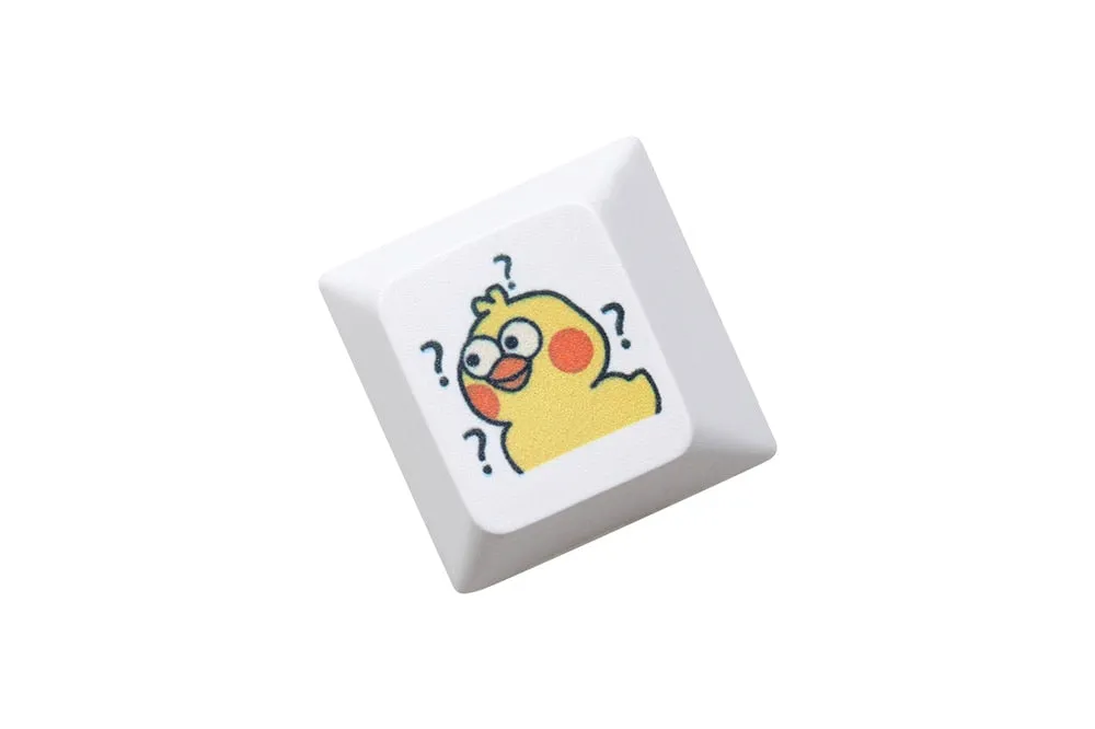 Cute Little yellow chicken Parrot Mood Meme Expression Keycap Dye Subbed keycaps for mx stem mechanical keyboards Funny Yellow